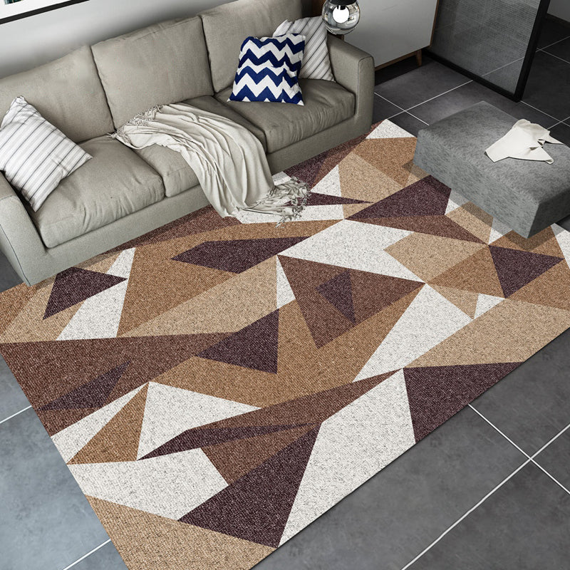 Formal Parlor Rug Multi Colored Geometric Pattern Indoor Rug Polypropylene Pet Friendly Easy Care Area Carpet Brown Clearhalo 'Area Rug' 'Modern' 'Rugs' Rug' 2300151