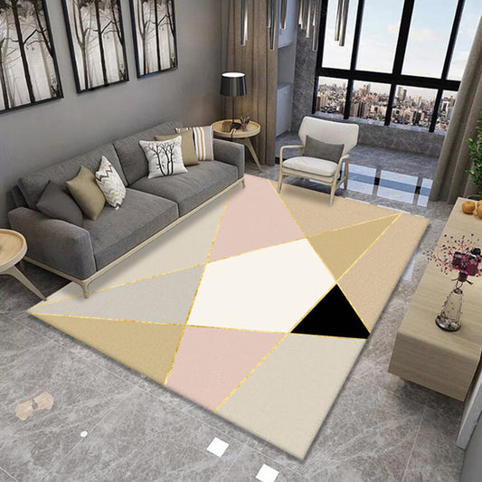 Multi Colored Novelty Rug Polypropylene Geometric Printed Area Carpet Non-Slip Backing Washable Rug for Parlor Camel Clearhalo 'Area Rug' 'Modern' 'Rugs' Rug' 2300170