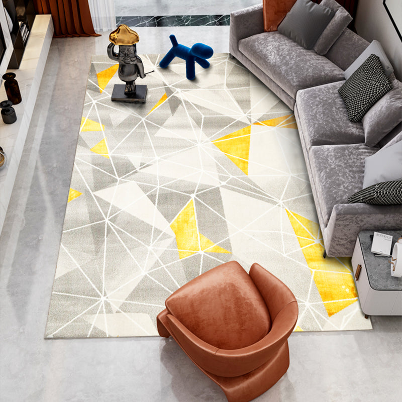 Multi-Color Geo Printed Rug Polyster Scandinavian Area Carpet Non-Slip Backing Easy Care Indoor Rug for Parlor Yellow Clearhalo 'Area Rug' 'Modern' 'Rugs' Rug' 2300191