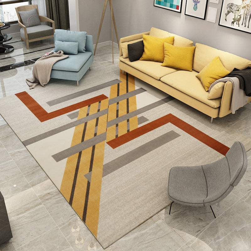 Multi Colored Modern Rug Polypropylene Geometric Area Carpet Anti-Slip Backing Pet Friendly Indoor Rug for Parlor Yellow 5'3" x 7'7" Clearhalo 'Area Rug' 'Modern' 'Rugs' Rug' 2300205