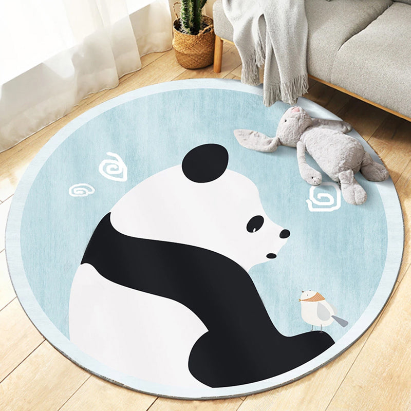 Cute Bedroom Rug Multi Colored Cartoon Printed Area Carpet Synthetics Non-Slip Backing Washable Indoor Rug Black-White Clearhalo 'Area Rug' 'Modern' 'Rugs' Rug' 2300256