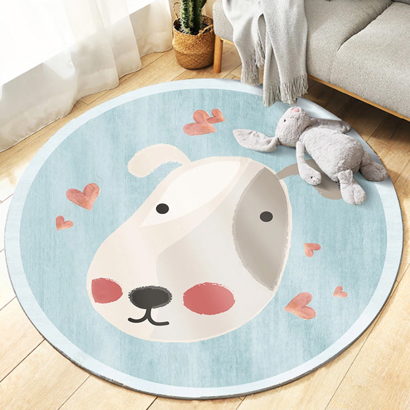 Cute Bedroom Rug Multi Colored Cartoon Printed Area Carpet Synthetics Non-Slip Backing Washable Indoor Rug Light Blue-White Clearhalo 'Area Rug' 'Modern' 'Rugs' Rug' 2300266
