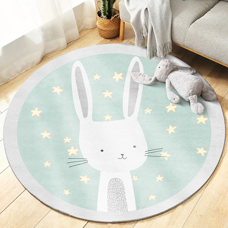 Cute Bedroom Rug Multi Colored Cartoon Printed Area Carpet Synthetics Non-Slip Backing Washable Indoor Rug Green Clearhalo 'Area Rug' 'Modern' 'Rugs' Rug' 2300273