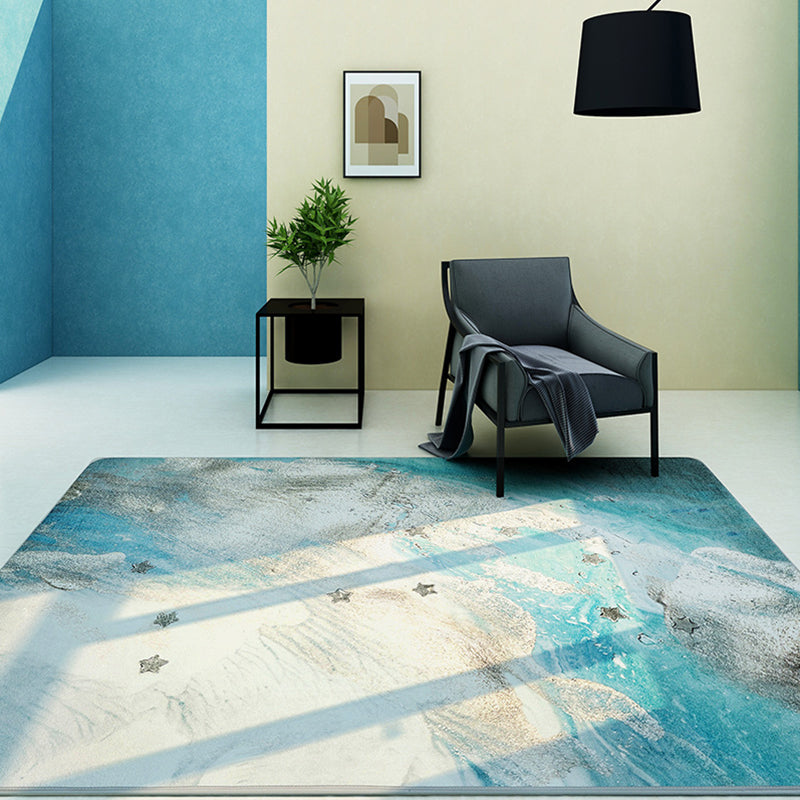 Modern Decoration Rug Multi Colored Abstract Patterned Area Carpet Polyster Non-Slip Backing Pet Friendly Rug Lake Green Clearhalo 'Area Rug' 'Modern' 'Rugs' Rug' 2300334