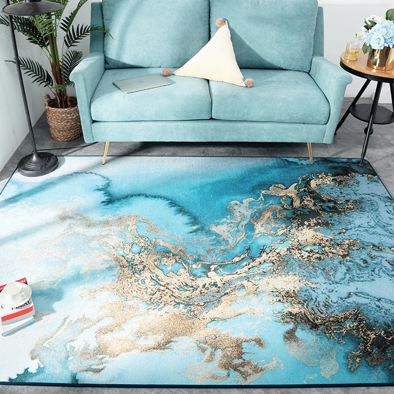 Modern Decoration Rug Multi Colored Abstract Patterned Area Carpet Polyster Non-Slip Backing Pet Friendly Rug Ocean Blue Clearhalo 'Area Rug' 'Modern' 'Rugs' Rug' 2300338