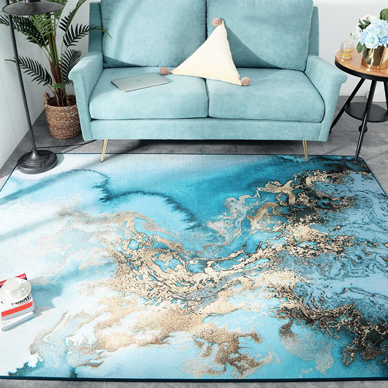 Modern Decoration Rug Multi Colored Abstract Patterned Area Carpet Polyster Non-Slip Backing Pet Friendly Rug Ocean Blue Clearhalo 'Area Rug' 'Modern' 'Rugs' Rug' 2300338