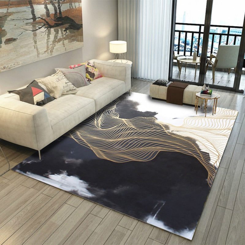 Nordic Home Decor Rug Multi Colored Abstract Pattern Area Rug Synthetics Non-Slip Backing Pet Friendly Carpet Black Clearhalo 'Area Rug' 'Modern' 'Rugs' Rug' 2300340