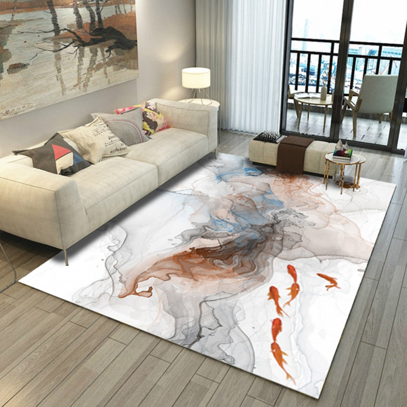 Nordic Home Decor Rug Multi Colored Abstract Pattern Area Rug Synthetics Non-Slip Backing Pet Friendly Carpet White-Brown Clearhalo 'Area Rug' 'Modern' 'Rugs' Rug' 2300341