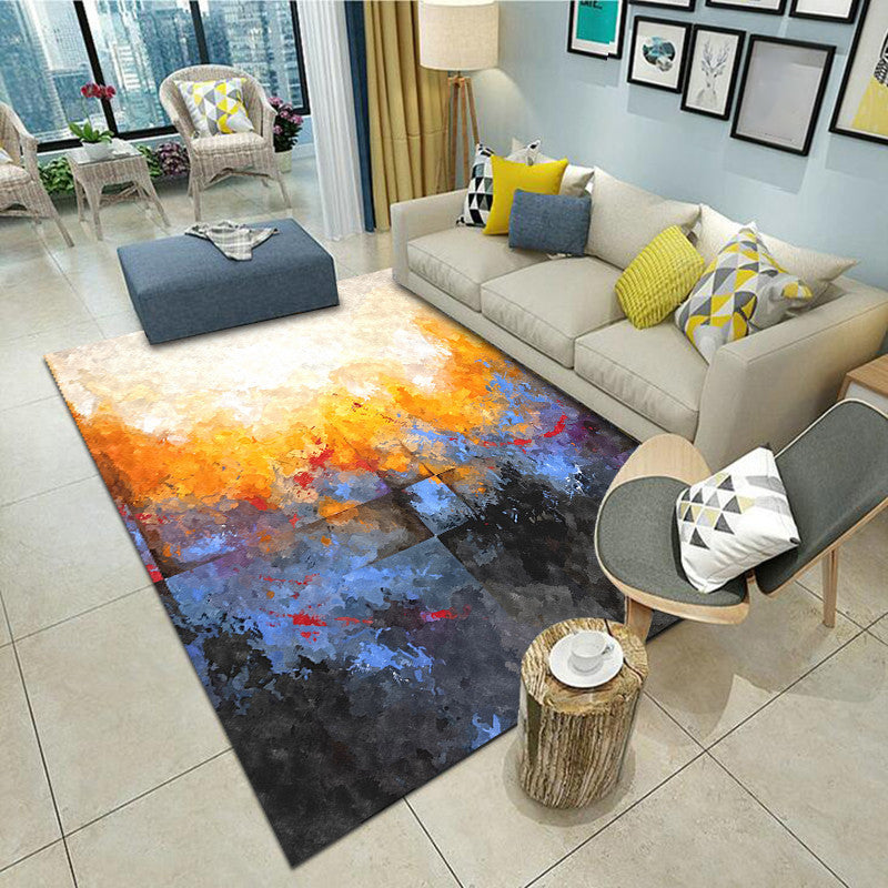 Nordic Home Decor Rug Multi Colored Abstract Pattern Area Rug Synthetics Non-Slip Backing Pet Friendly Carpet Yellow-Red Clearhalo 'Area Rug' 'Modern' 'Rugs' Rug' 2300354