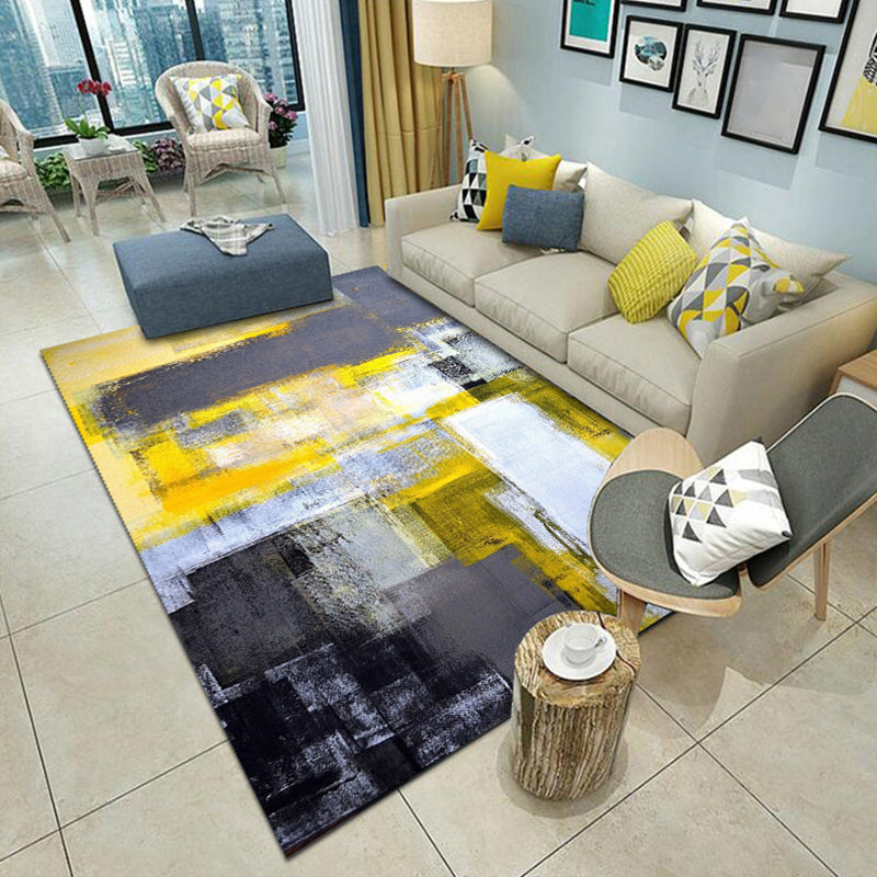 Nordic Home Decor Rug Multi Colored Abstract Pattern Area Rug Synthetics Non-Slip Backing Pet Friendly Carpet Yellow-Black Clearhalo 'Area Rug' 'Modern' 'Rugs' Rug' 2300356