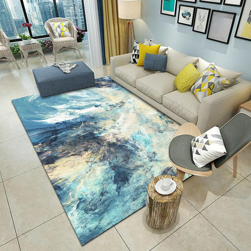 Nordic Home Decor Rug Multi Colored Abstract Pattern Area Rug Synthetics Non-Slip Backing Pet Friendly Carpet Lake Green Clearhalo 'Area Rug' 'Modern' 'Rugs' Rug' 2300357