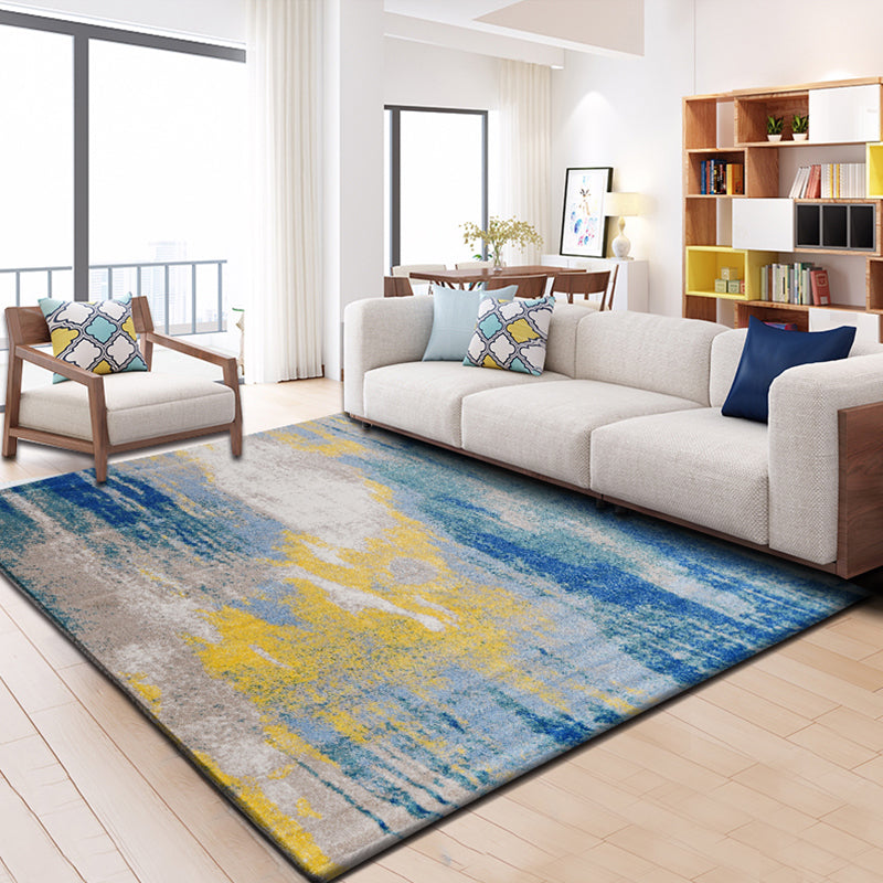 Relaxing Abstract Rug Multi Colored Synthetics Indoor Rug Non-Slip Backing Pet Friendly Area Carpet for Living Room Yellow-Blue Clearhalo 'Area Rug' 'Modern' 'Rugs' Rug' 2300360