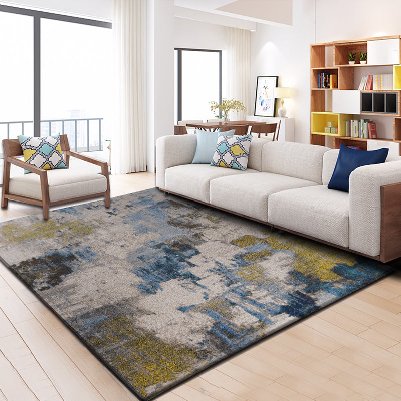 Relaxing Abstract Rug Multi Colored Synthetics Indoor Rug Non-Slip ...