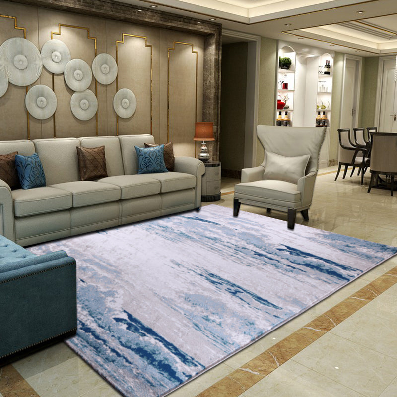 Relaxing Abstract Rug Multi Colored Synthetics Indoor Rug Non-Slip Backing Pet Friendly Area Carpet for Living Room Blue-White Clearhalo 'Area Rug' 'Modern' 'Rugs' Rug' 2300368