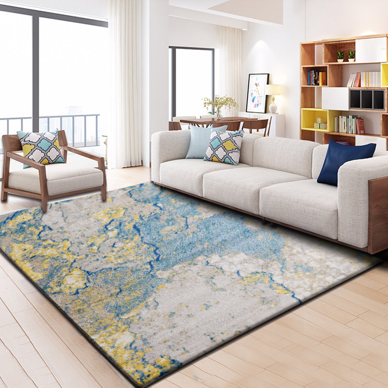 Relaxing Abstract Rug Multi Colored Synthetics Indoor Rug Non-Slip Backing Pet Friendly Area Carpet for Living Room Light Blue-Yellow 5'3" x 7'7" Clearhalo 'Area Rug' 'Modern' 'Rugs' Rug' 2300370