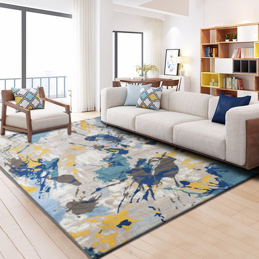 Relaxing Abstract Rug Multi Colored Synthetics Indoor Rug Non-Slip Backing Pet Friendly Area Carpet for Living Room Gray-Blue