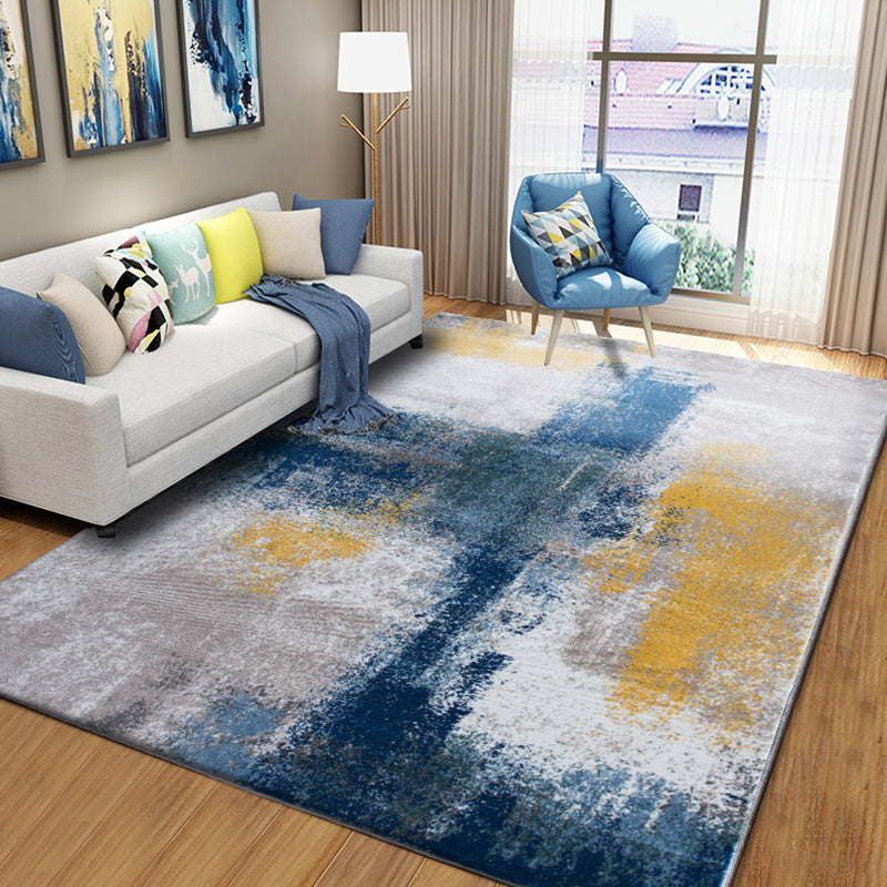 Relaxing Abstract Rug Multi Colored Synthetics Indoor Rug Non-Slip Backing Pet Friendly Area Carpet for Living Room Royal Blue-Yellow Clearhalo 'Area Rug' 'Modern' 'Rugs' Rug' 2300372