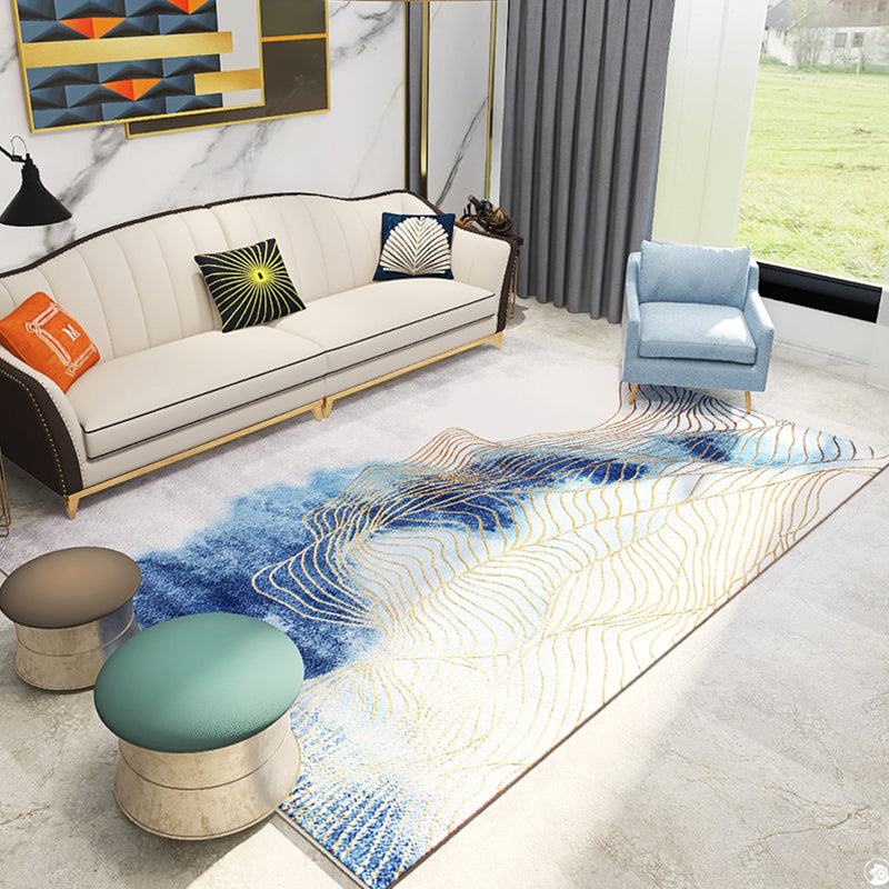 Modern Room Rug Multi Colored Abstract Pattern Rug Polypropylene Non-Slip Pet Friendly Carpet Light Blue Clearhalo 'Area Rug' 'Modern' 'Rugs' Rug' 2300383