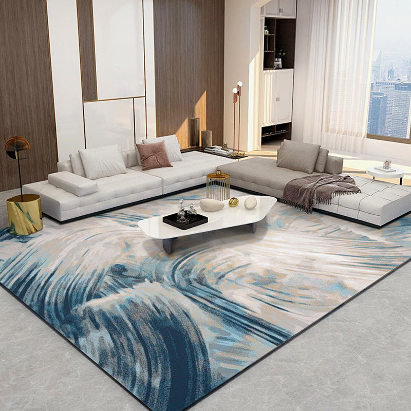 Novelty Decoration Rug Multi Colored Abstract Printed Indoor Rug Pet Polyster Friendly Easy Care Washable Area Carpet Lake Blue-White Clearhalo 'Area Rug' 'Modern' 'Rugs' Rug' 2300401