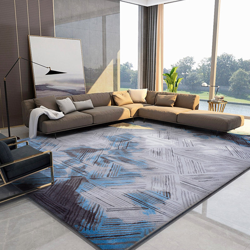 Novelty Decoration Rug Multi Colored Abstract Printed Indoor Rug Pet Polyster Friendly Easy Care Washable Area Carpet Blue Clearhalo 'Area Rug' 'Modern' 'Rugs' Rug' 2300403