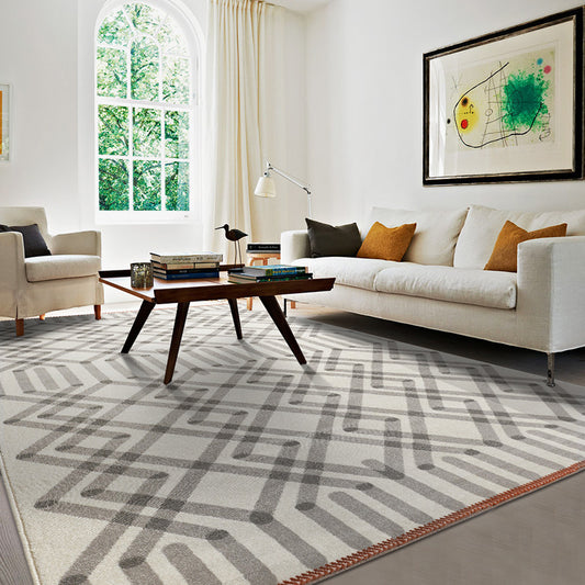 Modern Living Room Rug Multi Colored Geometric Indoor Polyster Non-Slip Backing Easy Care Carpet Gray-Khaki Clearhalo 'Area Rug' 'Modern' 'Rugs' Rug' 2300450
