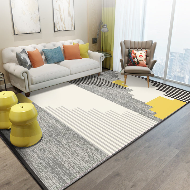 Modern Living Room Rug Multi Colored Geometric Indoor Polyster Non-Slip Backing Easy Care Carpet Beige Clearhalo 'Area Rug' 'Modern' 'Rugs' Rug' 2300456