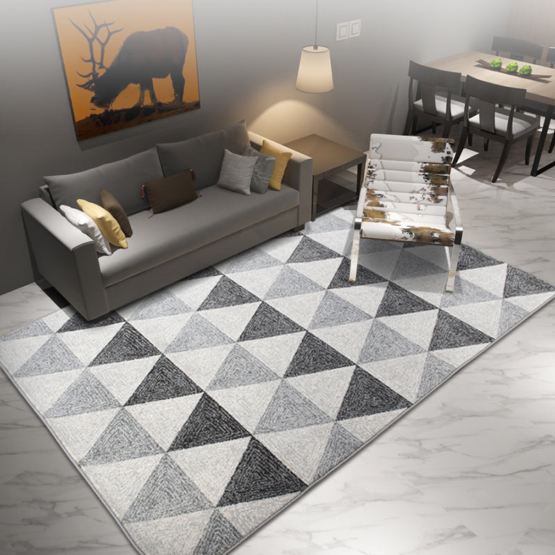 Modern Living Room Rug Multi Colored Geometric Indoor Polyster Non-Slip Backing Easy Care Carpet Grey 6'7" x 9'2" Clearhalo 'Area Rug' 'Modern' 'Rugs' Rug' 2300458