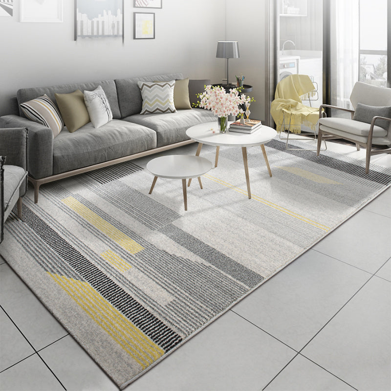 Modern Living Room Rug Multi Colored Geometric Indoor Polyster Non-Slip Backing Easy Care Carpet Cream Gray Clearhalo 'Area Rug' 'Modern' 'Rugs' Rug' 2300459