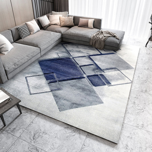 Modern Geometric Pattern Rug Multi Colored Polypropylene Indoor Rug Non-Slip Backing Pet Friendly Carpet for Bedroom Dark Blue-Gray 6'7" x 9'6" Clearhalo 'Area Rug' 'Modern' 'Rugs' Rug' 2300471