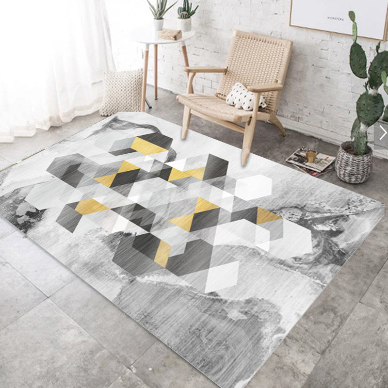 Casual Modern Rug Multi Colored Geometric Pattern Area Rug Anti-Slip Backing Stain-Resistant Washable Indoor Rug for Parlor Light Gray-White Clearhalo 'Area Rug' 'Modern' 'Rugs' Rug' 2300487