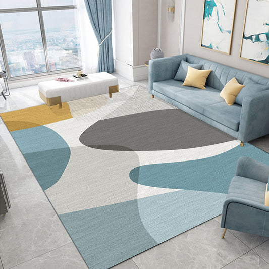Scandinavian Living Room Rug Multi Color Geometric Pattern Area Carpet Polyster Pet Friendly Easy Care Rug Light Blue Clearhalo 'Area Rug' 'Modern' 'Rugs' Rug' 2300506