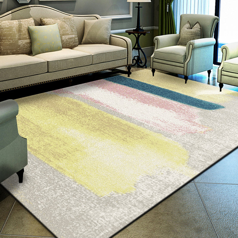 Modern Living Room Rug Multi Colored Abstact Print Indoor Rug Cotton Blend Easy Care Pet Friendly Area Carpet Yellow Clearhalo 'Area Rug' 'Modern' 'Rugs' Rug' 2300649