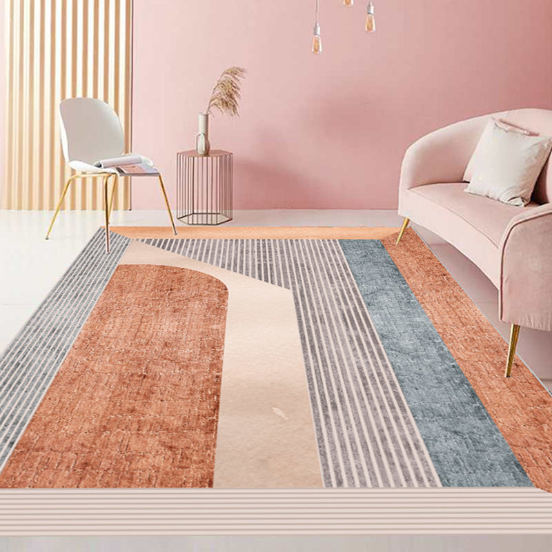 Fancy Color Block Rug Multicolor Cotton Blend Indoor Rug Easy Care ...