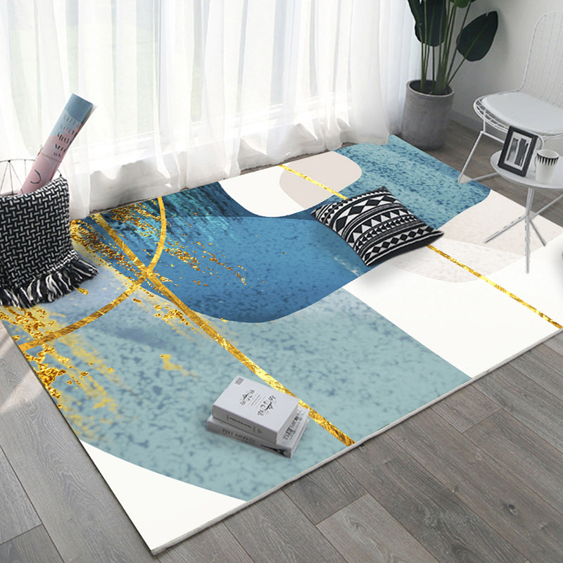 Nordic Parlor Rug Multi Colored Abstract Printed Area Rug Cotton Blend Easy Care Pet Friendly Indoor Rug Aqua Clearhalo 'Area Rug' 'Modern' 'Rugs' Rug' 2300676