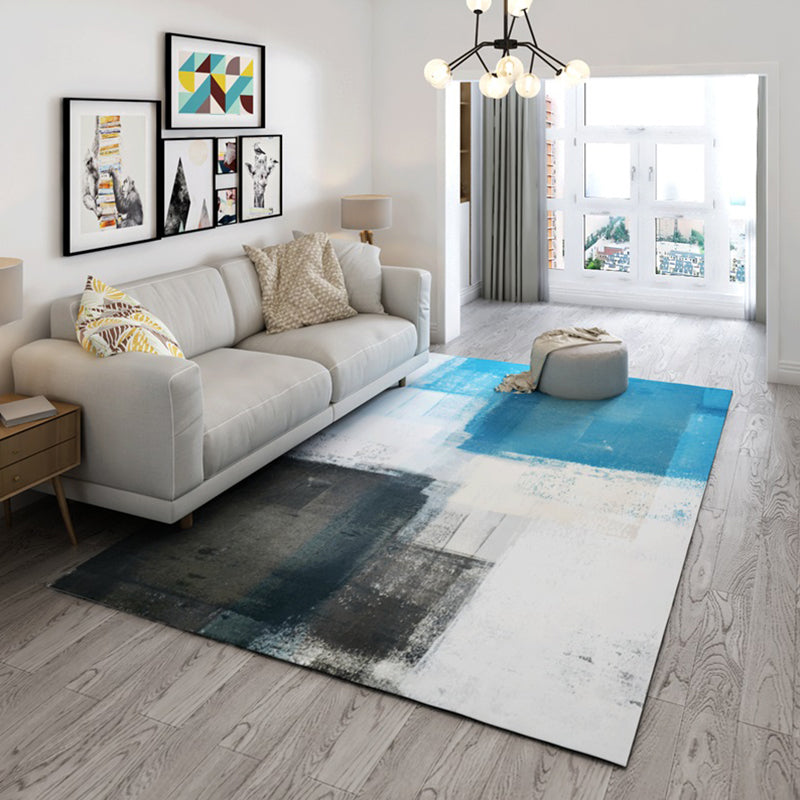 Formal Abstract Printed Rug Multi Colored Cotton Blend Indoor Rug Easy Care Washable Area Carpet for Decoration Light Blue-Black Clearhalo 'Area Rug' 'Modern' 'Rugs' Rug' 2300682