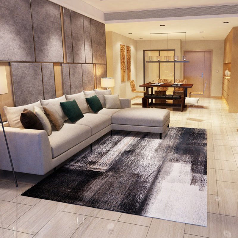 Formal Abstract Printed Rug Multi Colored Cotton Blend Indoor Rug Easy Care Washable Area Carpet for Decoration Black Clearhalo 'Area Rug' 'Modern' 'Rugs' Rug' 2300685