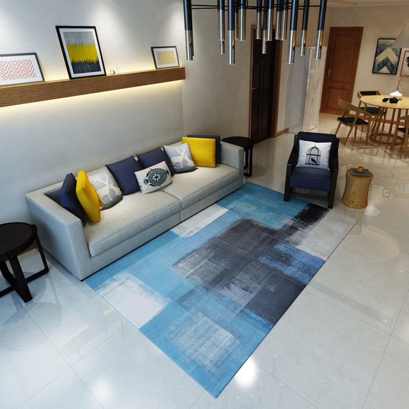 Formal Abstract Printed Rug Multi Colored Cotton Blend Indoor Rug Easy Care Washable Area Carpet for Decoration Blue Clearhalo 'Area Rug' 'Modern' 'Rugs' Rug' 2300691