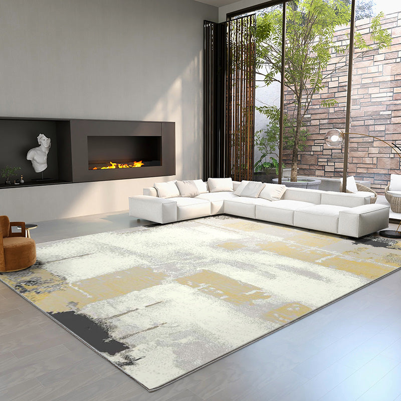 Modern Living Room Rug Multi Color Abstract Printed Area Carpet Cotton Blend Easy Care Stain-Resistant Rug Gray-Yellow Clearhalo 'Area Rug' 'Modern' 'Rugs' Rug' 2300736