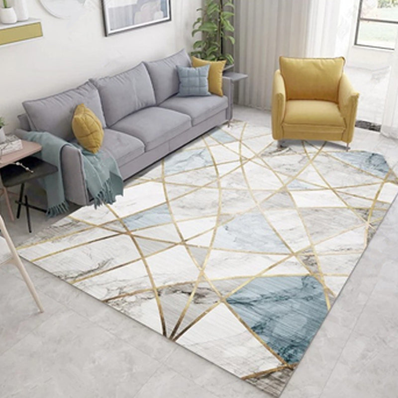 Multicolored Geometric Rug Cotton Blend Contemporary Indoor Rug Easy Care Pet Friendly Carpet for Decoration Gray-Blue Clearhalo 'Area Rug' 'Modern' 'Rugs' Rug' 2300745