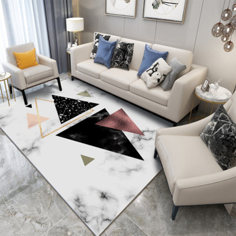 Multicolored Geometric Rug Cotton Blend Contemporary Indoor Rug Easy Care Pet Friendly Carpet for Decoration Light Gray-Black Clearhalo &#39;Area Rug&#39; &#39;Modern&#39; &#39;Rugs&#39; Rug&#39; 2300747