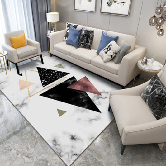 Multicolored Geometric Rug Cotton Blend Contemporary Indoor Rug Easy Care Pet Friendly Carpet for Decoration Light Gray-Black Clearhalo 'Area Rug' 'Modern' 'Rugs' Rug' 2300747