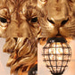 Resin Lion Sconce Lighting Rustic 1 Light Indoor Wall Mounted Lamp in Gold with Black Teardrop Shade Clearhalo 'Wall Lamps & Sconces' 'Wall Lights' Lighting' 230075