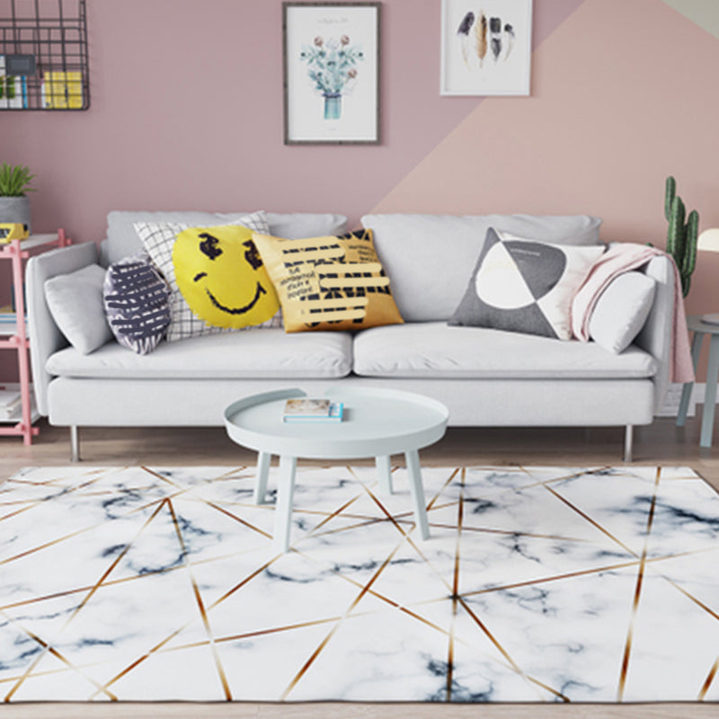 Multicolored Geometric Rug Cotton Blend Contemporary Indoor Rug Easy Care Pet Friendly Carpet for Decoration White Clearhalo 'Area Rug' 'Modern' 'Rugs' Rug' 2300751