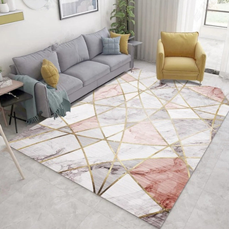 Multicolored Geometric Rug Cotton Blend Contemporary Indoor Rug Easy Care Pet Friendly Carpet for Decoration Orange Pink Clearhalo &#39;Area Rug&#39; &#39;Modern&#39; &#39;Rugs&#39; Rug&#39; 2300752