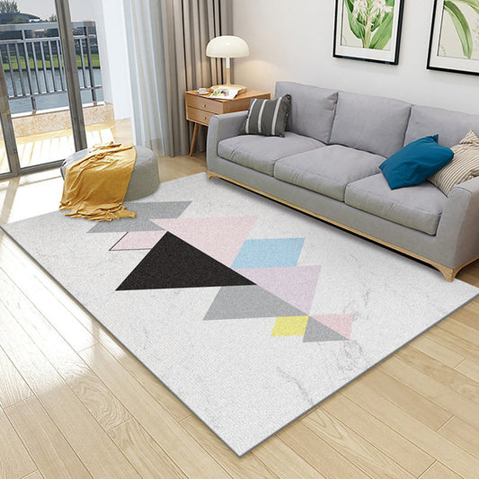Modern Living Room Rug Multi Colored Geometric Area Rug Cotton Blend Pet Friendly Easy Care Carpet Pink-Black Clearhalo 'Area Rug' 'Modern' 'Rugs' Rug' 2300759