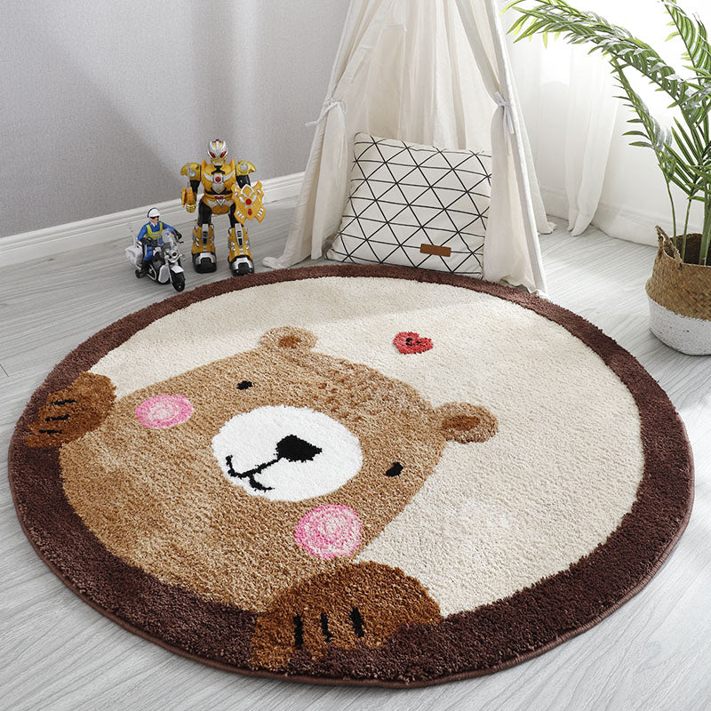 Lovely Kids Bedroom Rug Multi Colored Cartoon Animal Indoor Rug Polyster Non-Slip Machine Washable Area Carpet Brown Clearhalo 'Area Rug' 'Rug' 2300810