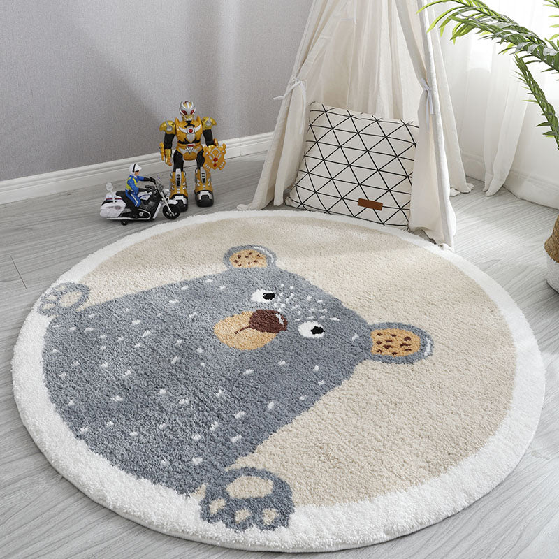 Lovely Kids Bedroom Rug Multi Colored Cartoon Animal Indoor Rug Polyster Non-Slip Machine Washable Area Carpet Grey Clearhalo 'Area Rug' 'Rug' 2300812