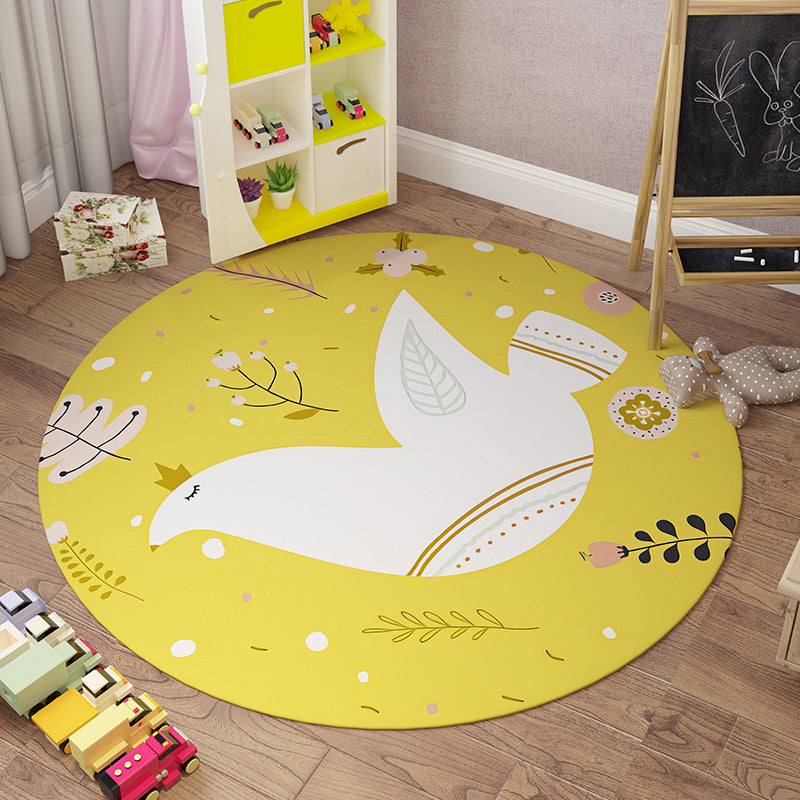 Cute Kids Room Rug Multi Colored Cartoon Printed Indoor Rug Polypropylene Pet Friendly Machine Washable Carpet Yellow Clearhalo 'Area Rug' 'Rug' 2300822