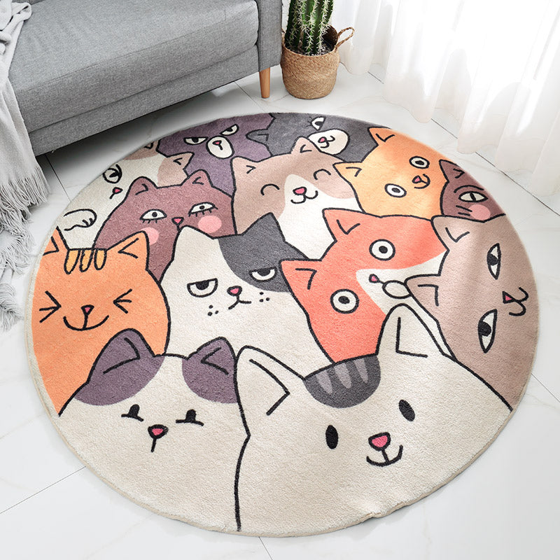 Multi Colored Cartoon Print Rug Lamb Wool Relaxing Indoor Rug Non-Slip Backing Pet Friendly Area Carpet for Bedroom Light Brown Clearhalo 'Area Rug' 'Rug' 2300832