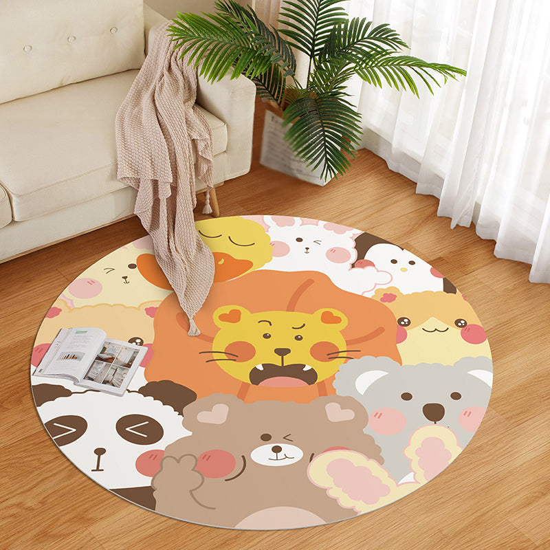 Cute Childrens Room Rug Multi Colored Cartoon Pattern Indoor Rug PVC Stain-Resistant Machine Washable Carpet Orange Clearhalo 'Area Rug' 'Rug' 2300845
